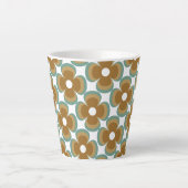 Trendy Teal Caramel Retro Groovy Flowers Seamless  Latte Mok (Voorkant)