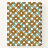 Trendy Teal Caramel Retro Groovy Flowers Seamless Notitieboek (Achterkant)