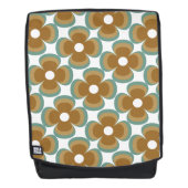 Trendy Teal Caramel Retro Groovy Flowers Seamless Rugtassen (Voorkant)