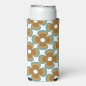 Trendy Teal Caramel Retro Groovy Flowers Seamless Seltzer Blikjeskoeler (Seltzer Voorkant)