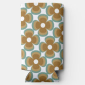 Trendy Teal Caramel Retro Groovy Flowers Seamless Seltzer Blikjeskoeler (Achterkant)