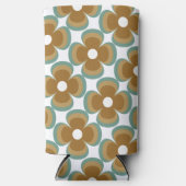 Trendy Teal Caramel Retro Groovy Flowers Seamless Seltzer Blikjeskoeler (Voorkant)