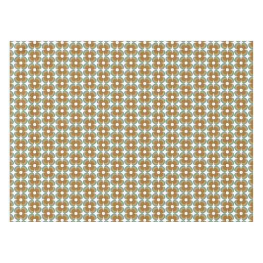 Trendy Teal Caramel Retro Groovy Flowers Seamless Tafelkleed (Voorkant (Horizontaal))