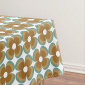 Trendy Teal Caramel Retro Groovy Flowers Seamless Tafelkleed (Voorbeeld)