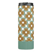 Trendy Teal Caramel Retro Groovy Flowers Seamless Thermosbeker (Achterkant)