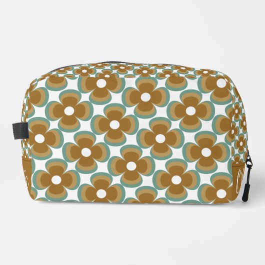 Trendy Teal Caramel Retro Groovy Flowers Seamless Toilettasje (Voorkant)