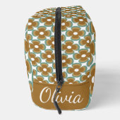 Trendy Teal Caramel Retro Groovy Flowers Seamless Toilettasje (Rechts)