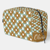 Trendy Teal Caramel Retro Groovy Flowers Seamless Toilettasje (Rechterhoek)