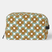 Trendy Teal Caramel Retro Groovy Flowers Seamless Toilettasje (Achterkant)