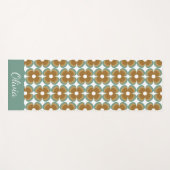 Trendy Teal Caramel Retro Groovy Flowers Seamless Yogamat (Voorkant (horizontaal))