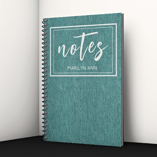Trendy Teal Denim Print Classic Spiral Notitieboek