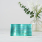 Trendy Teal & Koperen Metallic Folie Trouwwebsite Informatiekaartje (Staand voorkant)