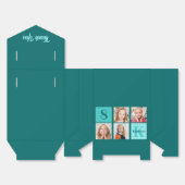Trendy Teal Photo Collage Custom Birthday Party Bedankdoosjes (Ongevouwen)