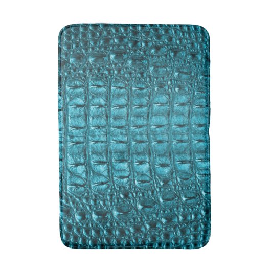 trendy teal turquoise aqua blue alligator print badmat (Voorkant Verticaal)