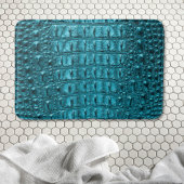trendy teal turquoise aqua blue alligator print badmat