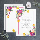Trendy Technicolor Boho Bloemrijke Trouwreceptie Kaart