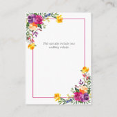 Trendy Technicolor Boho Floral Wedding Details Informatiekaartje (Achterkant)