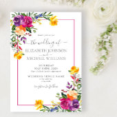 Trendy Technicolor Boho Floral Wedding Kaart