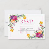Trendy Technicolor Boho Floral Wedding RSVP (Voorkant)