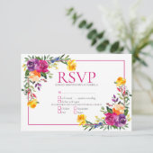 Trendy Technicolor Boho Floral Wedding RSVP (Staand voorkant)