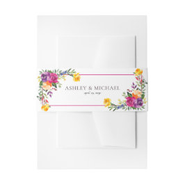 Trendy Technicolor Boho Floral Wedding Uitnodigingen Wikkel