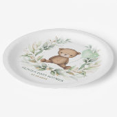 Trendy Teddy Bear Greenery Wreath Sage Balloon Papieren Bordje (Gekanteld)