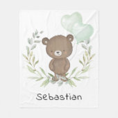 Trendy Teddy Bear Neutral Greenery Baby Nursery Fleece Deken (Voorkant)