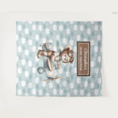 Trendy teddybeer piloot babyshower achtergrond wandkleed (Voorkant (horizontaal))