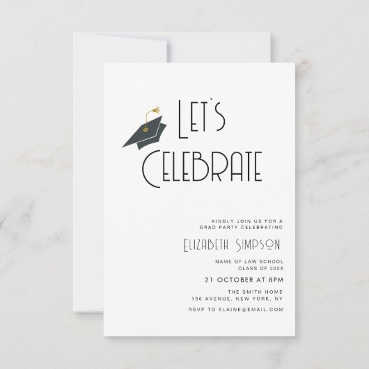 Trendy tekst Modern afstuderen Aankondiging (Achterkant)