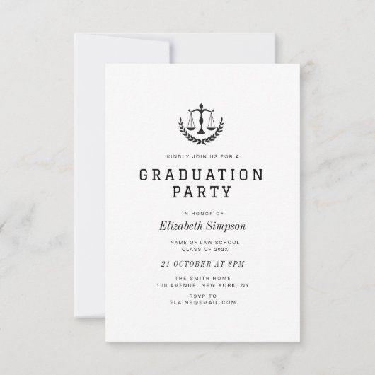 Trendy tekst Modern Law afstuderen Aankondiging (Achterkant)