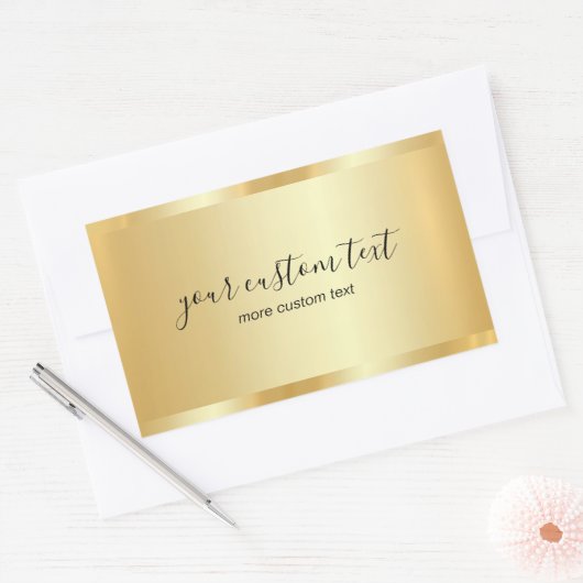 Trendy Template Gold Hand Script Your Custom Text Rechthoekige Sticker (Envelop)