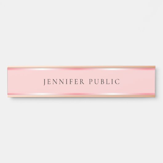 Trendy Template Name Blush Pink and Rose Gold Home Deurbordje (Voorkant)