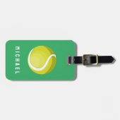 Trendy tennisbal gepersonaliseerd groen bagagelabel (Voorkant horizontaal)