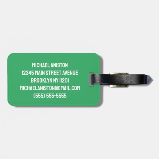 Trendy tennisbal gepersonaliseerd groen bagagelabel (Achterkant horizontaal)