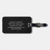 Trendy tennisracket en bal gepersonaliseerd bagagelabel (Achterkant horizontaal)