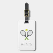 Trendy tennisracket en bal gepersonaliseerd bagagelabel (Voorkant verticaal)