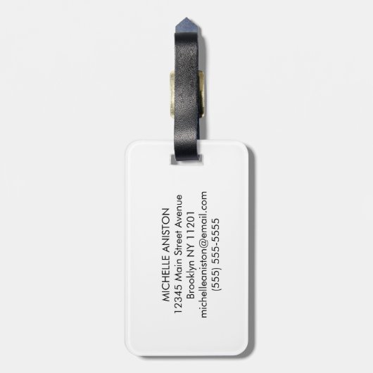 Trendy tennisracket en bal gepersonaliseerd bagagelabel (Achterkant verticaal)