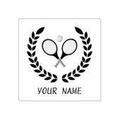 Trendy tennisracket en bal gepersonaliseerd rubberstempel (Afrduk)