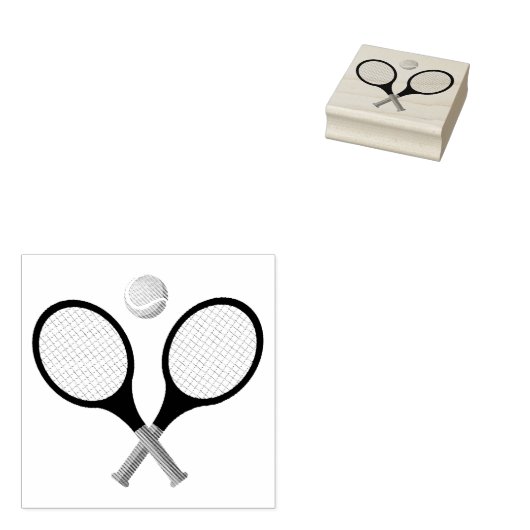 Trendy tennisracket en bal rubberstempel (Gestempeld)