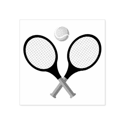 Trendy tennisracket en bal rubberstempel (Afrduk)