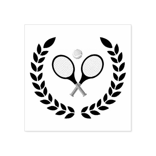 Trendy tennisracket en bal rubberstempel (Afrduk)
