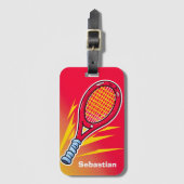 Trendy tennisracket met naam bagagelabel (Voorkant (verticaal))
