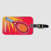 Trendy tennisracket met naam bagagelabel (Voorkant (horizontaal))