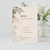 Trendy Terracotta bloemen groen blad RSVP Kaartje (Staand voorkant)