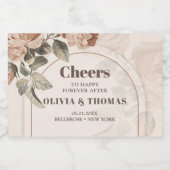 Trendy Terracotta bloemen salie bruin tinten boog Sparkling Wijnetiket (Enkel label)