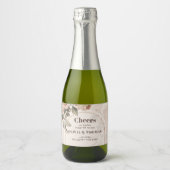 Trendy Terracotta bloemen salie bruin tinten boog Sparkling Wijnetiket (Voorkant)