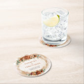 Trendy Terracotta bordeaux bloemen groen boog Ronde Kartonnen Onderzetter (Insitu)