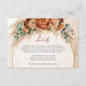 Trendy Terracotta bordeaux bloemen pampas details Informatiekaartje (Voorkant)