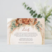 Trendy Terracotta bordeaux bloemen pampas details Informatiekaartje (Staand voorkant)