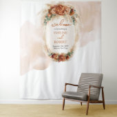 Trendy terracotta bordeaux pampas boogdecor wandkleed (In situ)